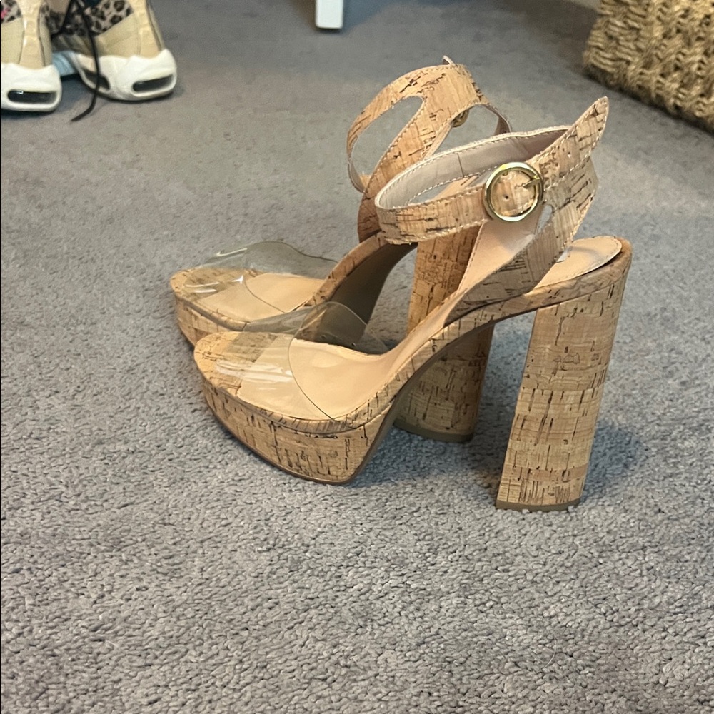 Steve Madden Beige Cork Wedge Heels